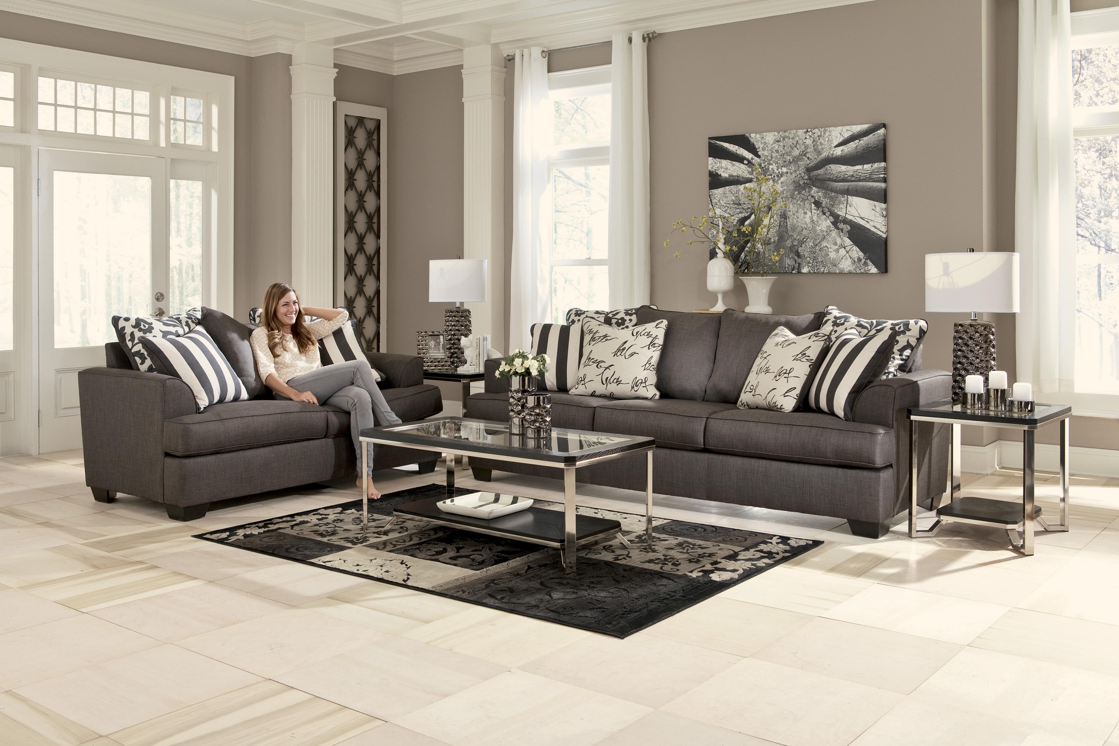 Signature Design by Ashley Levon Charcoal Sofa with Scatterback